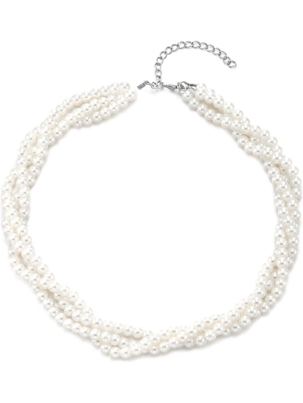 Elegant Twisted Pearl Choker Necklace | Braided Multi-Strand Faux Pearls Jewelry